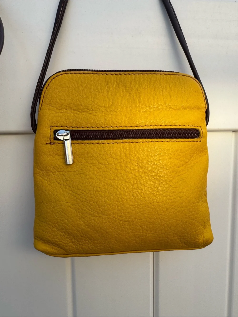 Florence Italy Yellow Pebbled Leather Crossbody Bag Gold Florentine Lily Logo